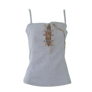 Blokette denim corset top bustier